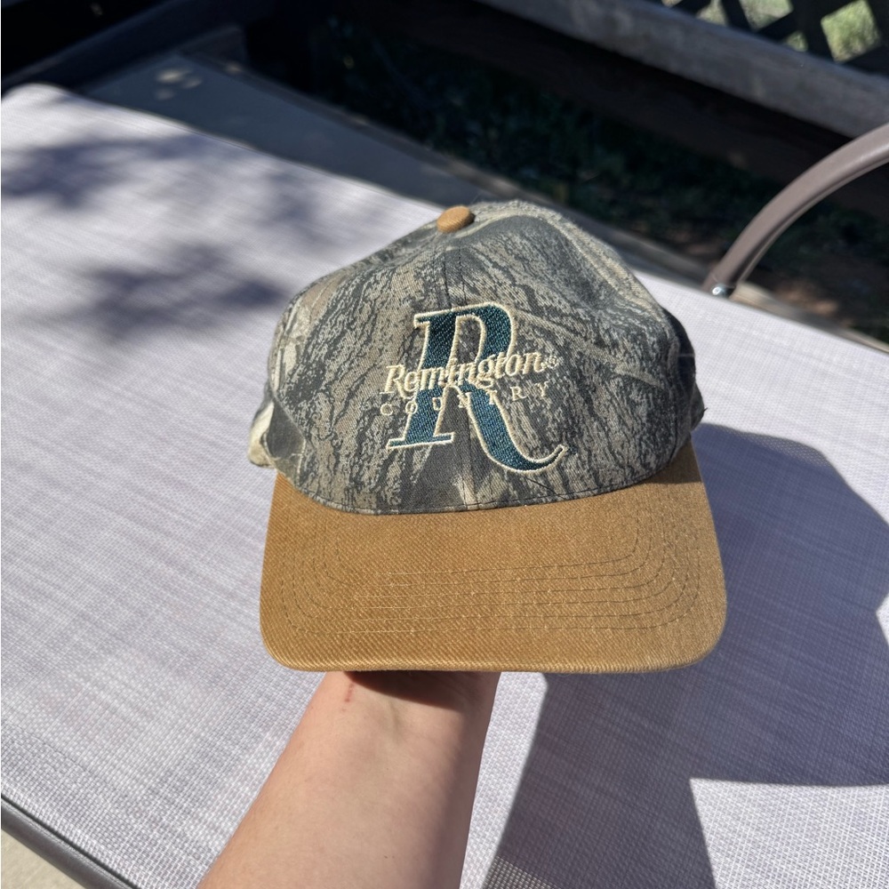 Remington Firearms Hat Camo Adjustable Script Logo Camouflage Outdoor Cap EUC